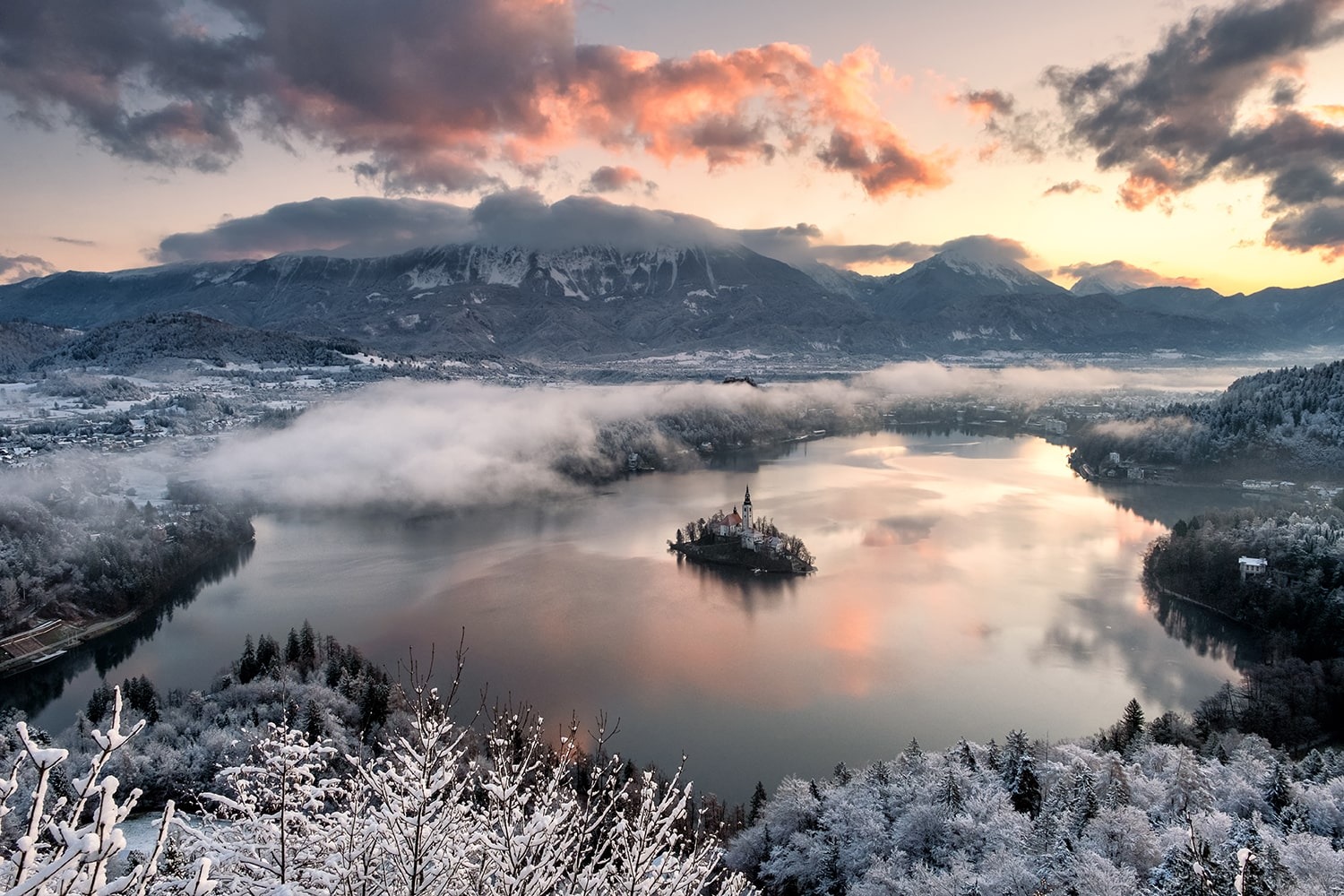 Lake Bled Winter Sunrise